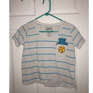 Cookie Monster T-Shirt - Stripes w/Pocket